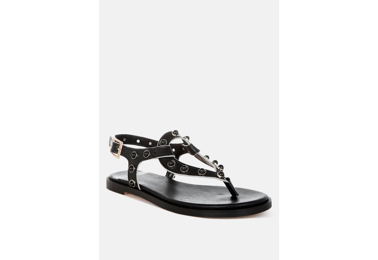 Rag and Co Womens Avens Pearl Rivet Studded Flats