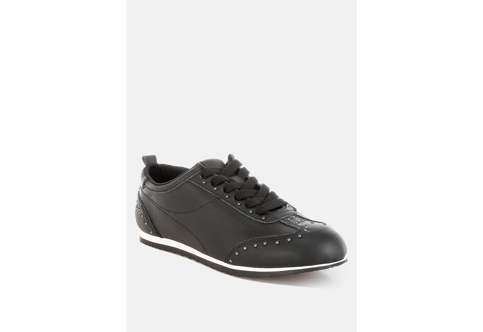 Rag and Co Womens Odaya Studded Real Soft Leather Sneakers