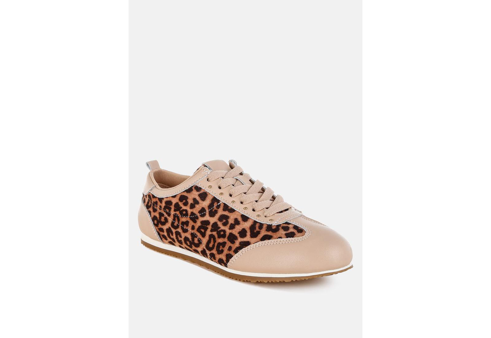 Rag and Co Womens Narati Leopard Print Real Leather Sneakers