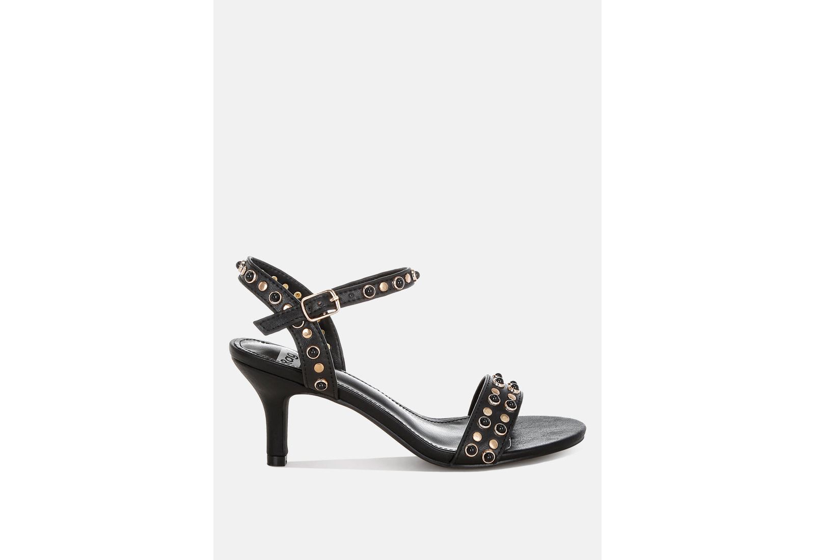 Rag and Co Womens Morosa Studded Real Leather Kitten Heel Sandals