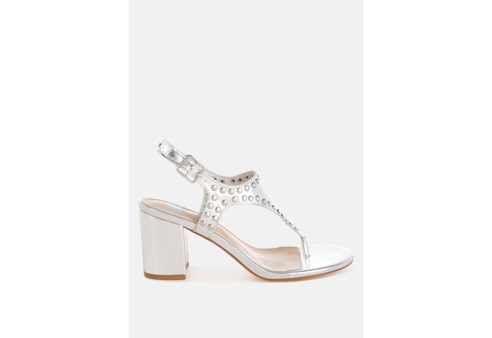 Rag and Co Womens Chan Metallic Studded Statement Heels