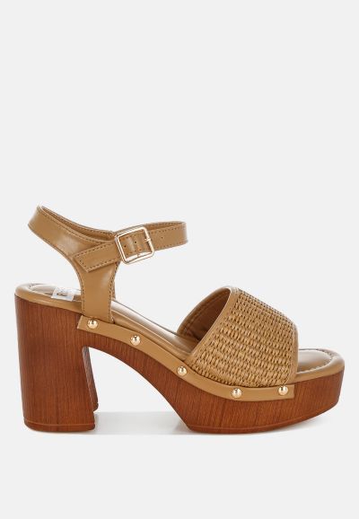 Rag and Co Womens Mazaro Raffia Chunky Sandals