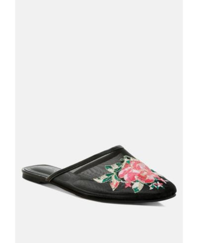 Shara Floral Embroidered Mesh Mules