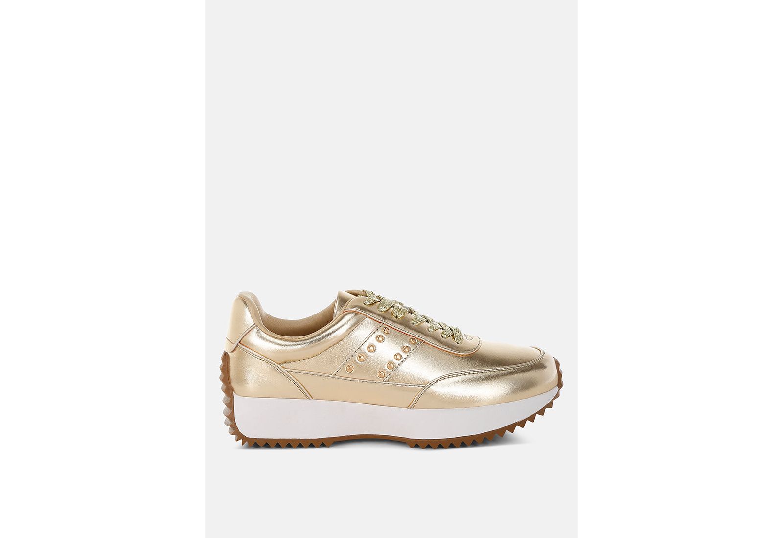 Rag and Co Womens Mujori Metallic Pleather Studded  Sneakers