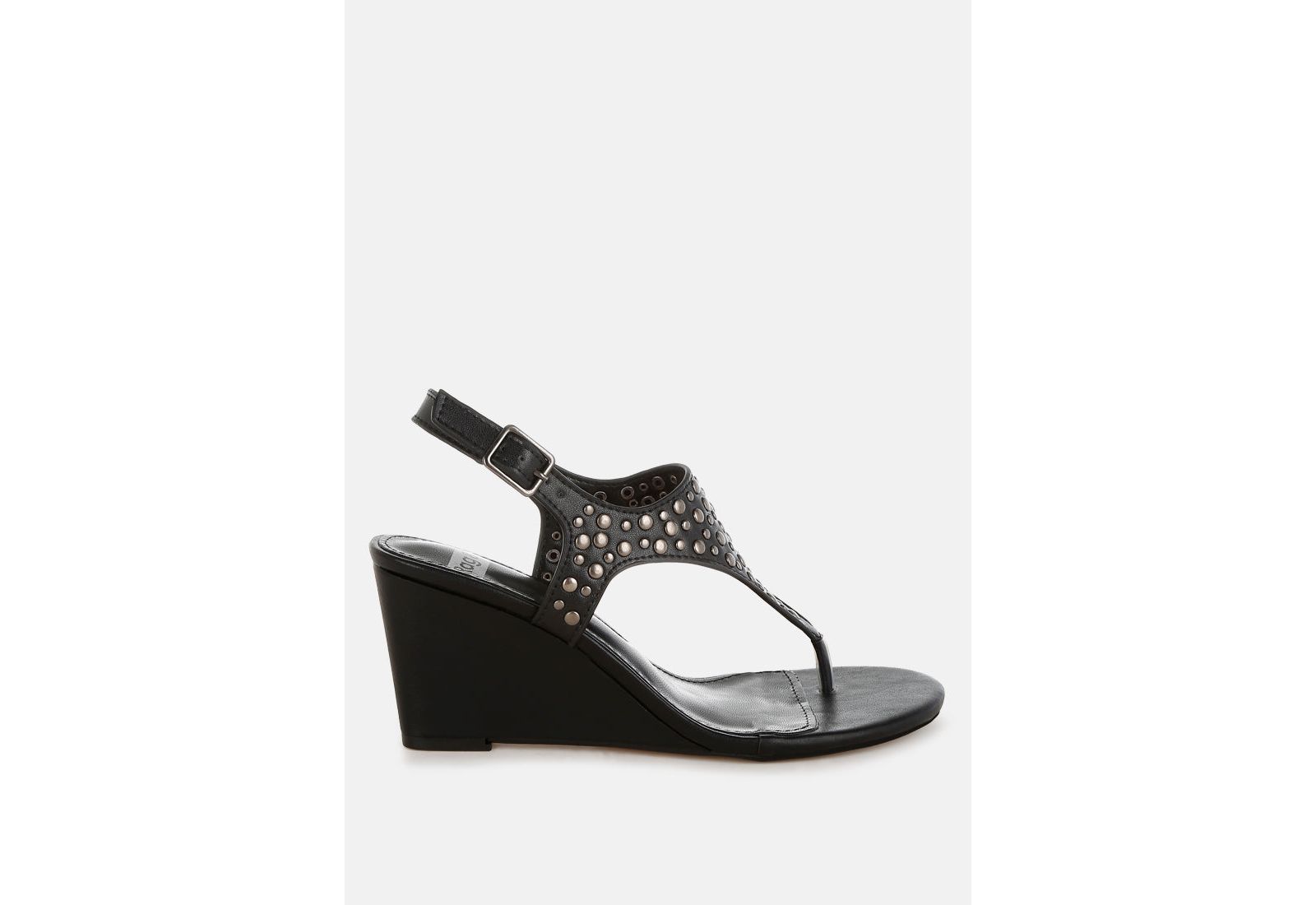 Rag and Co Womens Sappho Studded Thong Toe Wedges
