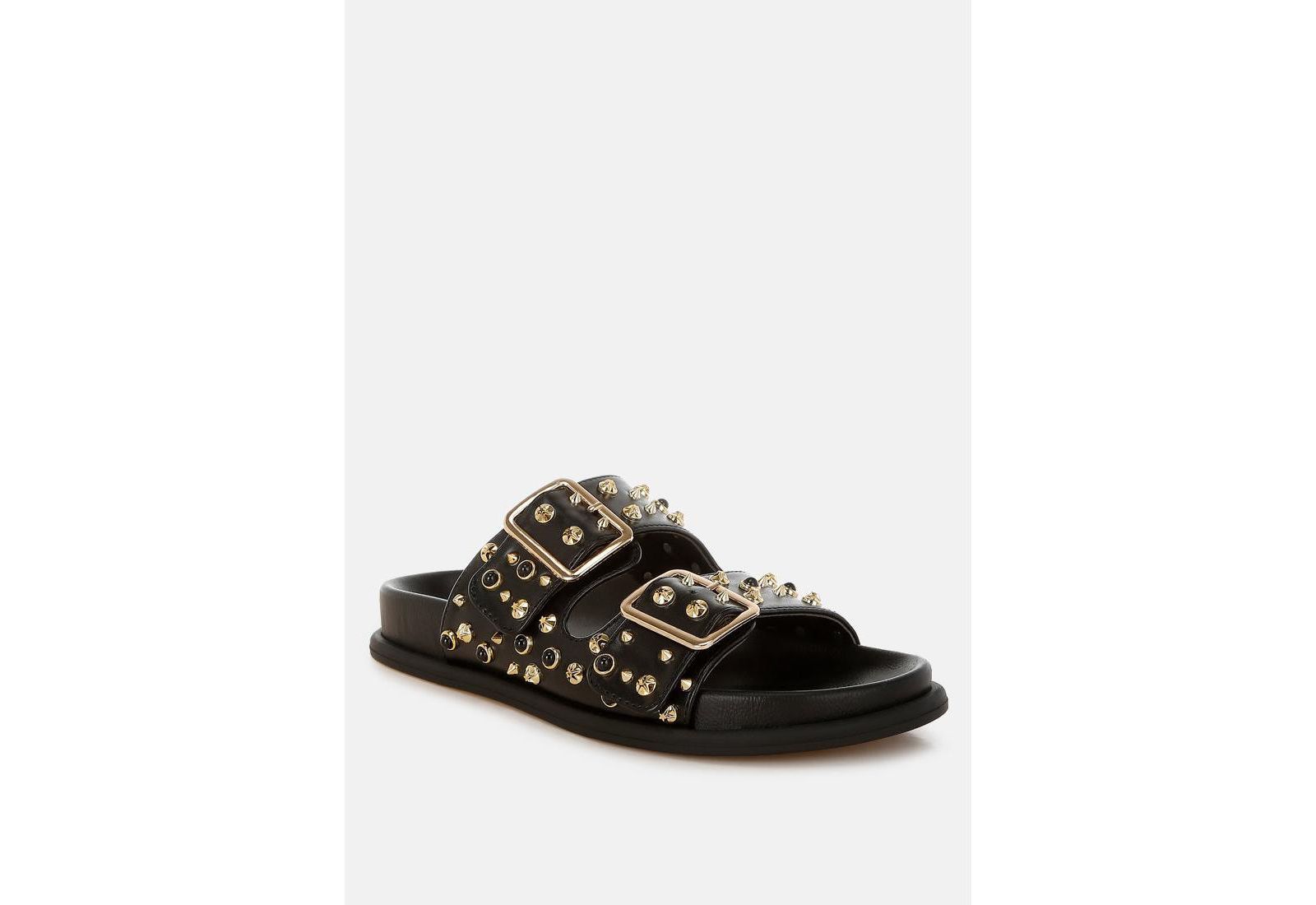 Jayata Metallic Stud Embellished Sliders