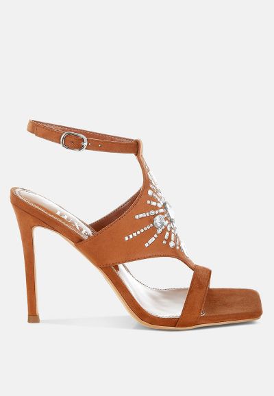 London Rag Womens Warda Jeweled Shiny Stiletto Heels