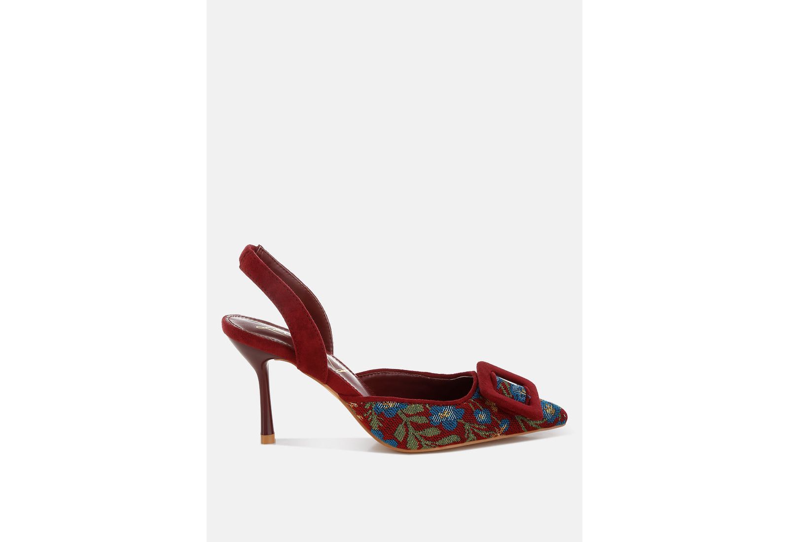London Rag Women's Miraya Embroidered Buckle Detail Stiletto Heels