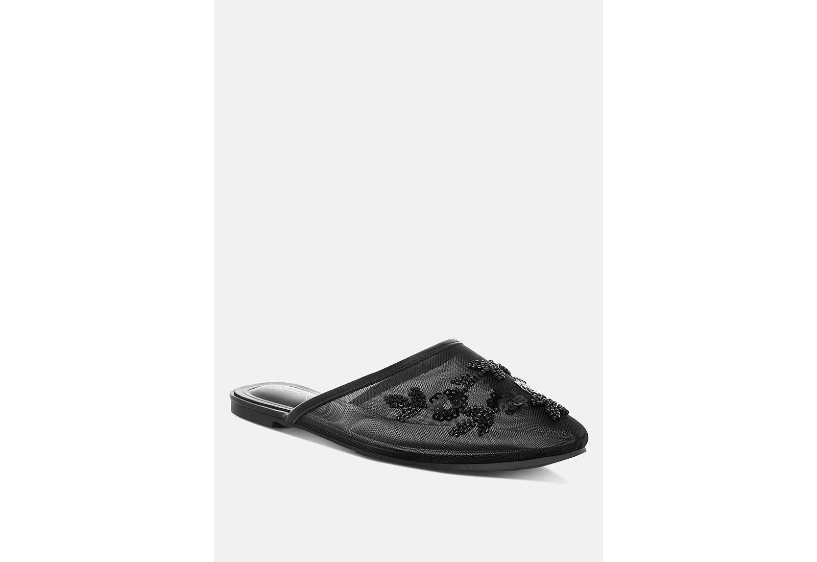 Nahra Mesh Sequin Beaded Mules