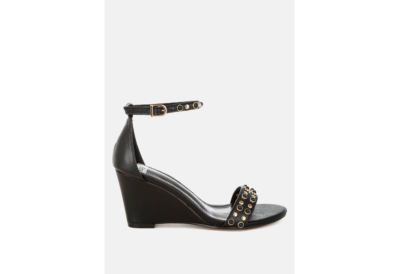 Rag and Co Womens Nidara Studs Embellished Genuine Leather  Sandals