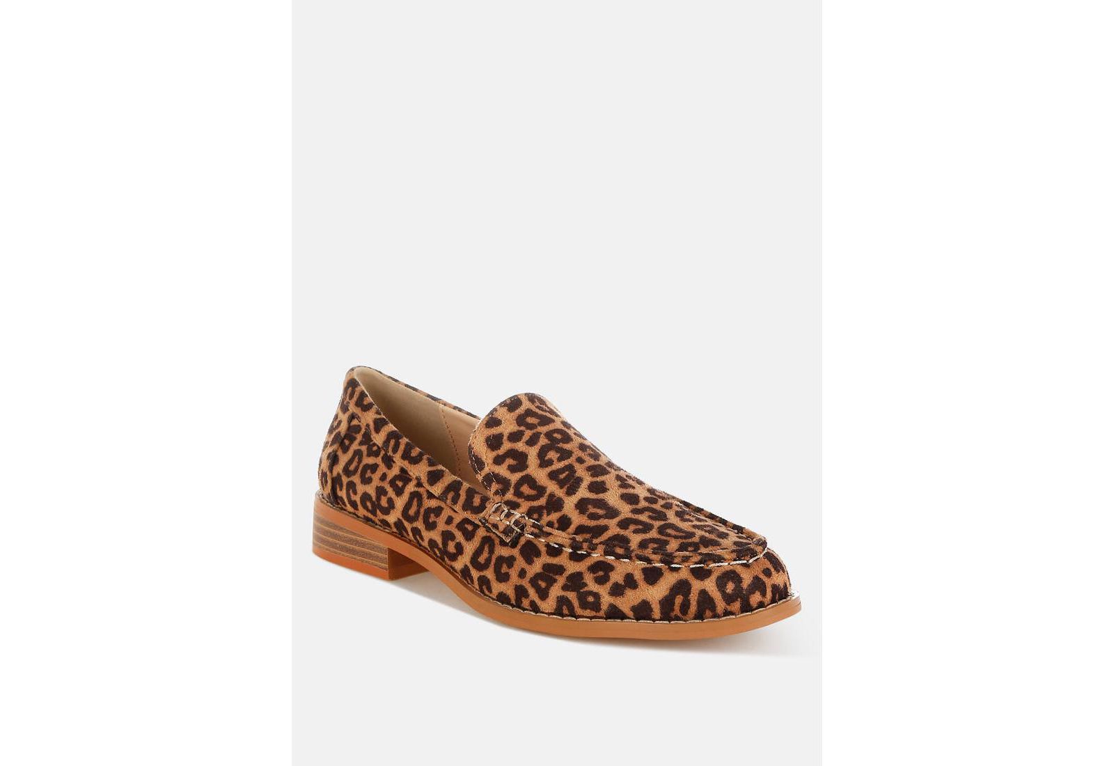 Rag and Co Womens Cacani Leopard Print Heeled Loafers