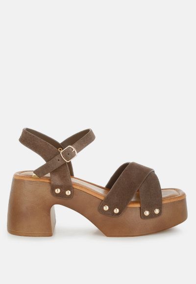Rag and Co Женский Pikansa Studded Real Suede Clog Sandals
