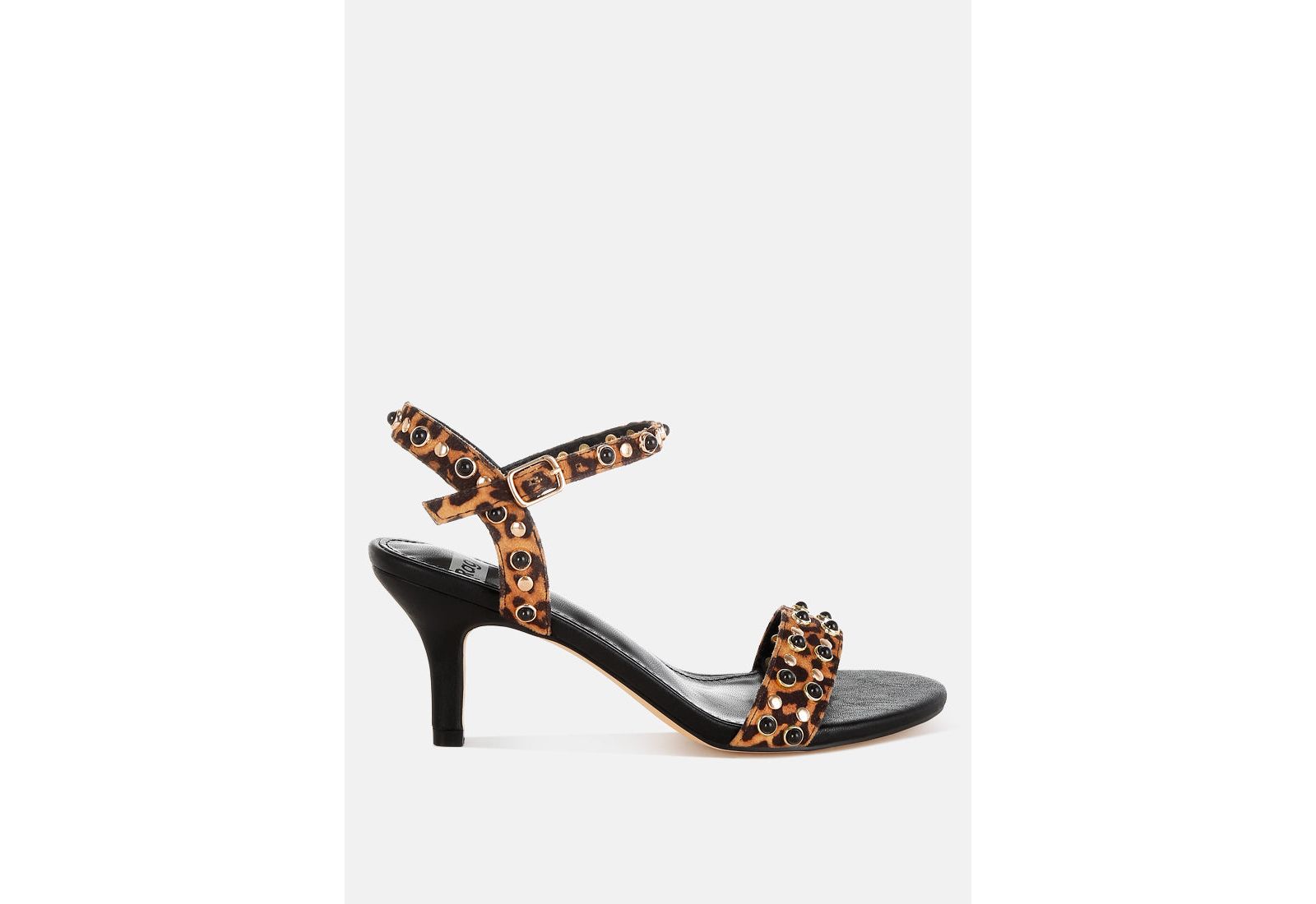 Rag and Co Womens Laro Studs and Pearls Detail Leopard Sandals