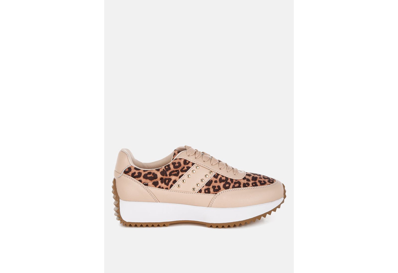 Rag and Co Womens Lepark Real Leather Leopard Print  Sneakers