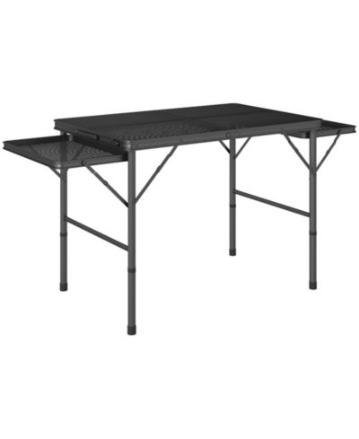 Outsunny Folding Grill Table, 4.5 ft Portable Camping Table w/ Wing Panels