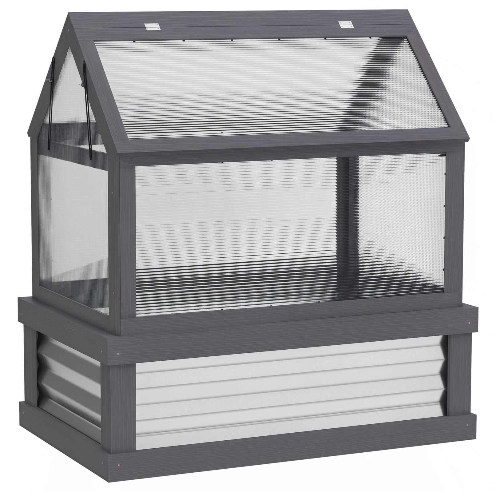 Outsunny Raised Garden Bed with Wooden Cold Frame, 35.5" x 22.5" x 38.25"