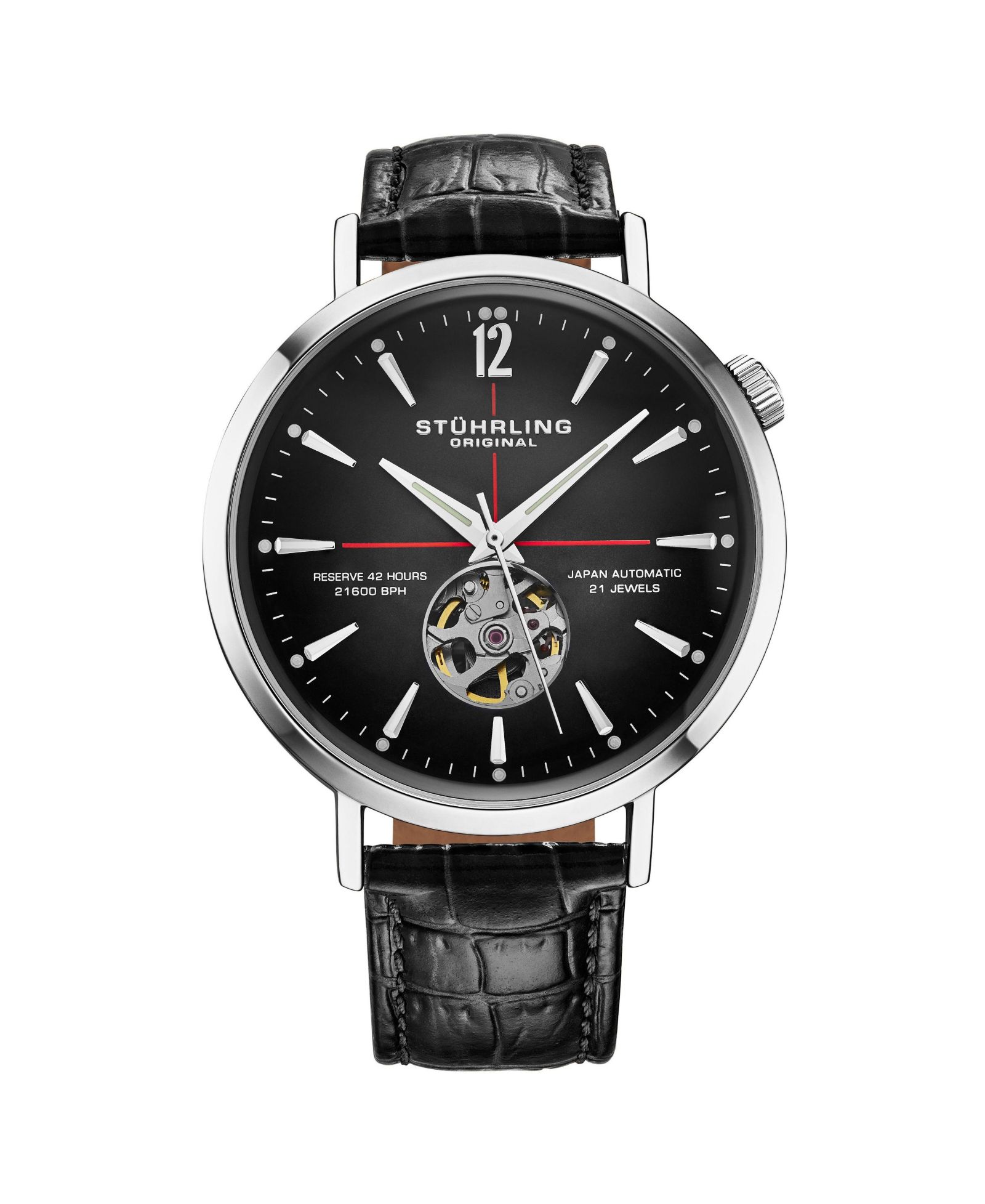 Stuhrling Mens 1021 Quasar Skeleton Automatic 42mm Watch