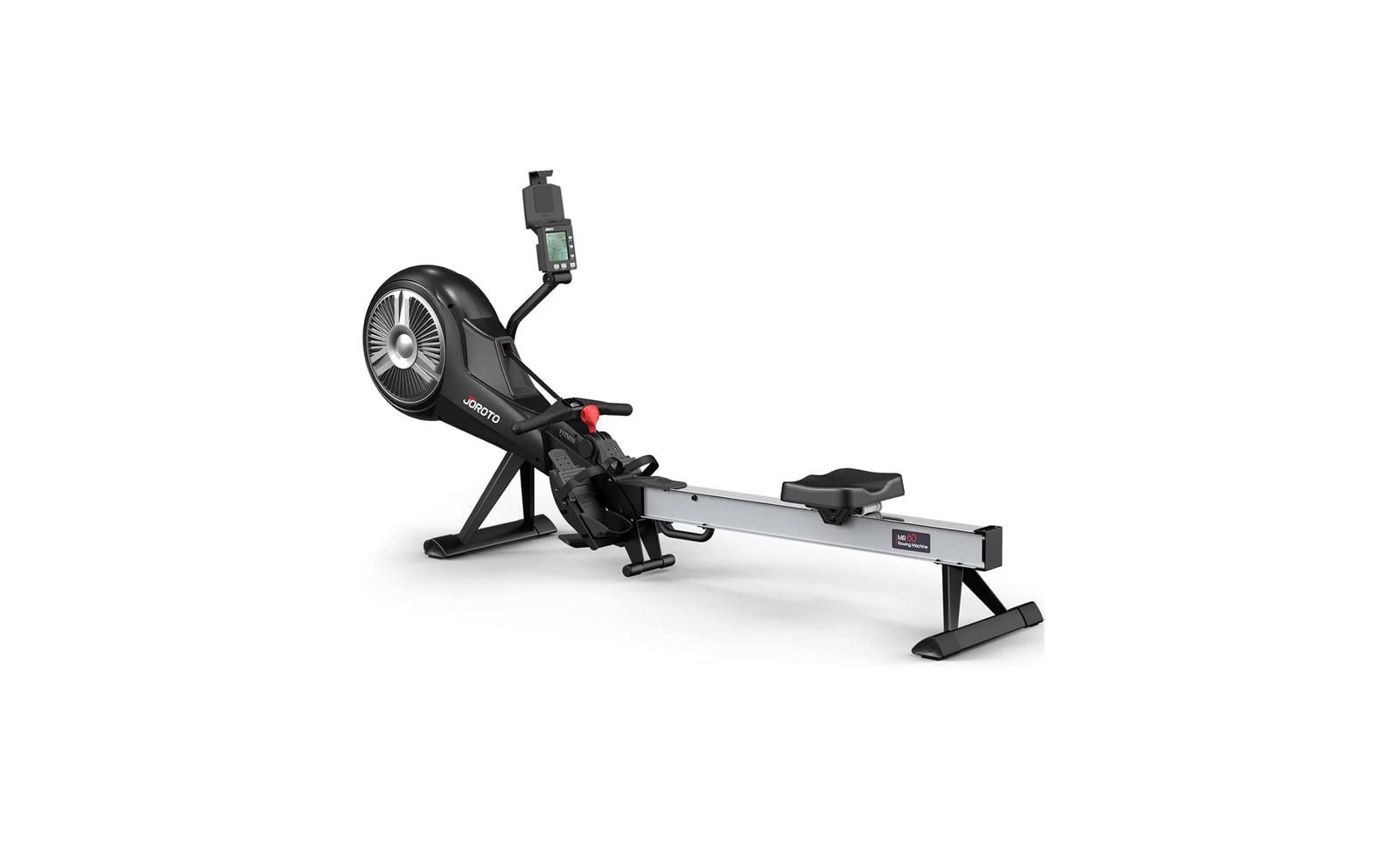 JOROTO Rowing Machine, Air Magnetic Foldable Rowing Machines for Home Use, Rower Machine with 49.5" Rail, Backlit Monitor, Bluetooth, App Supported, Tablet Holder