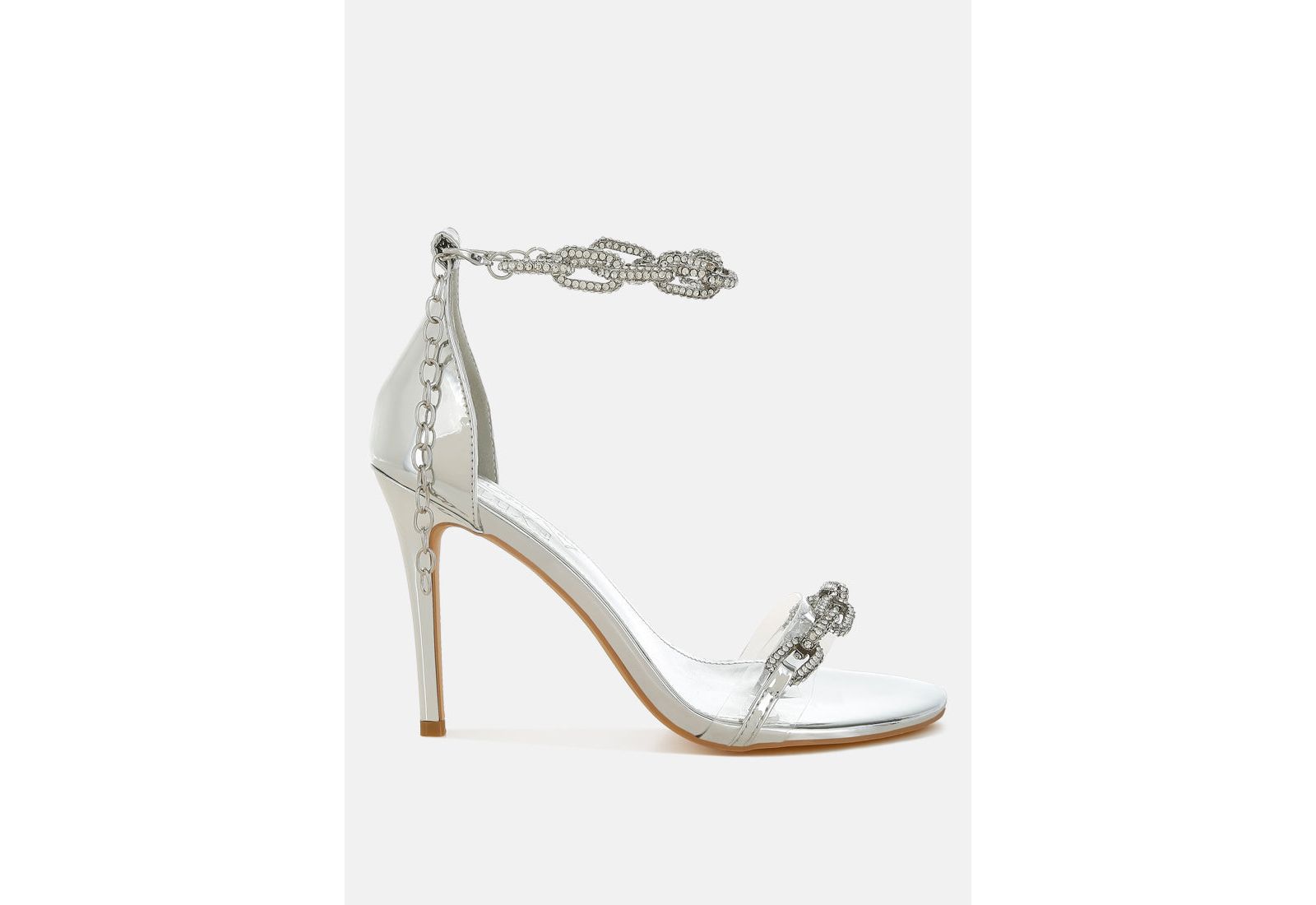 London Rag Womens Traben Rhinestones Chain Metallic Stiletto Heels