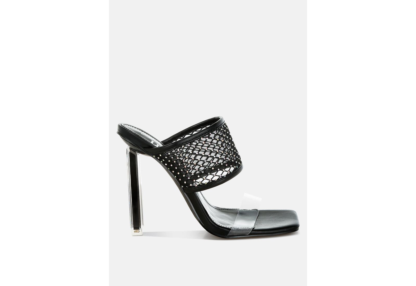 London Rag Women's Salween Clear Embellished Square Toe Heels