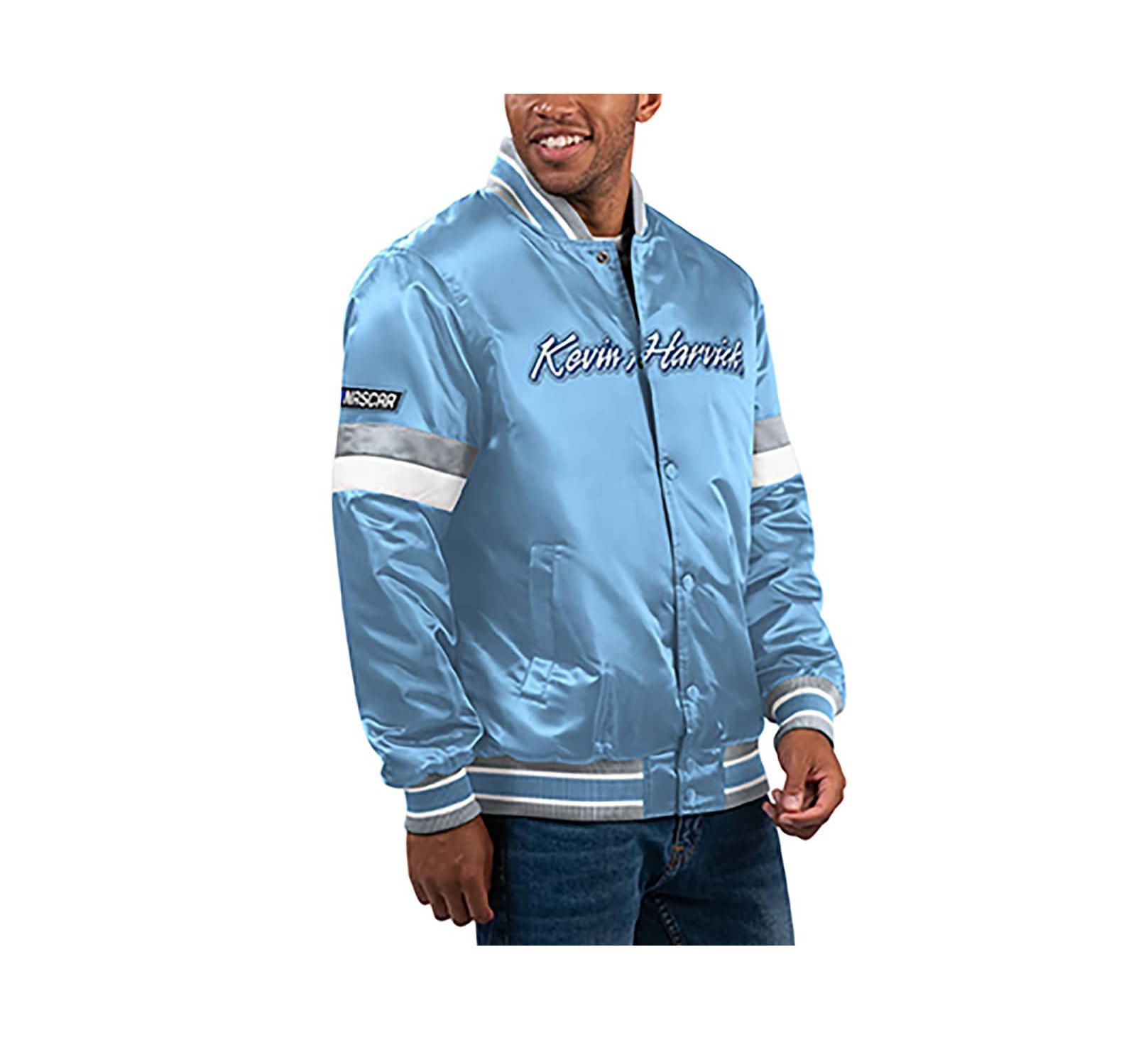 Starter Мужская куртка Varsity Light Blue Kevin Harvick Home Game Full-Snap