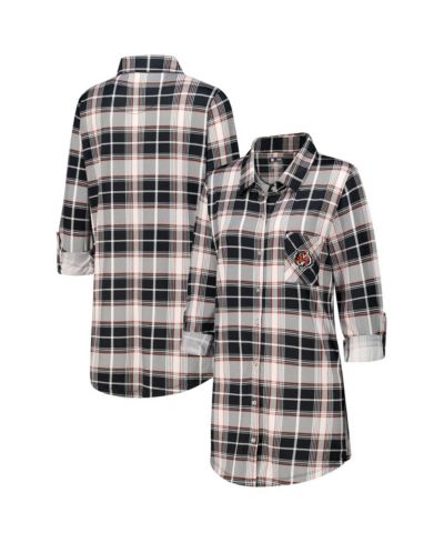 Женская ночная рубашка Concepts Sport Black Cincinnati Bengals Ashford Plaid Knit