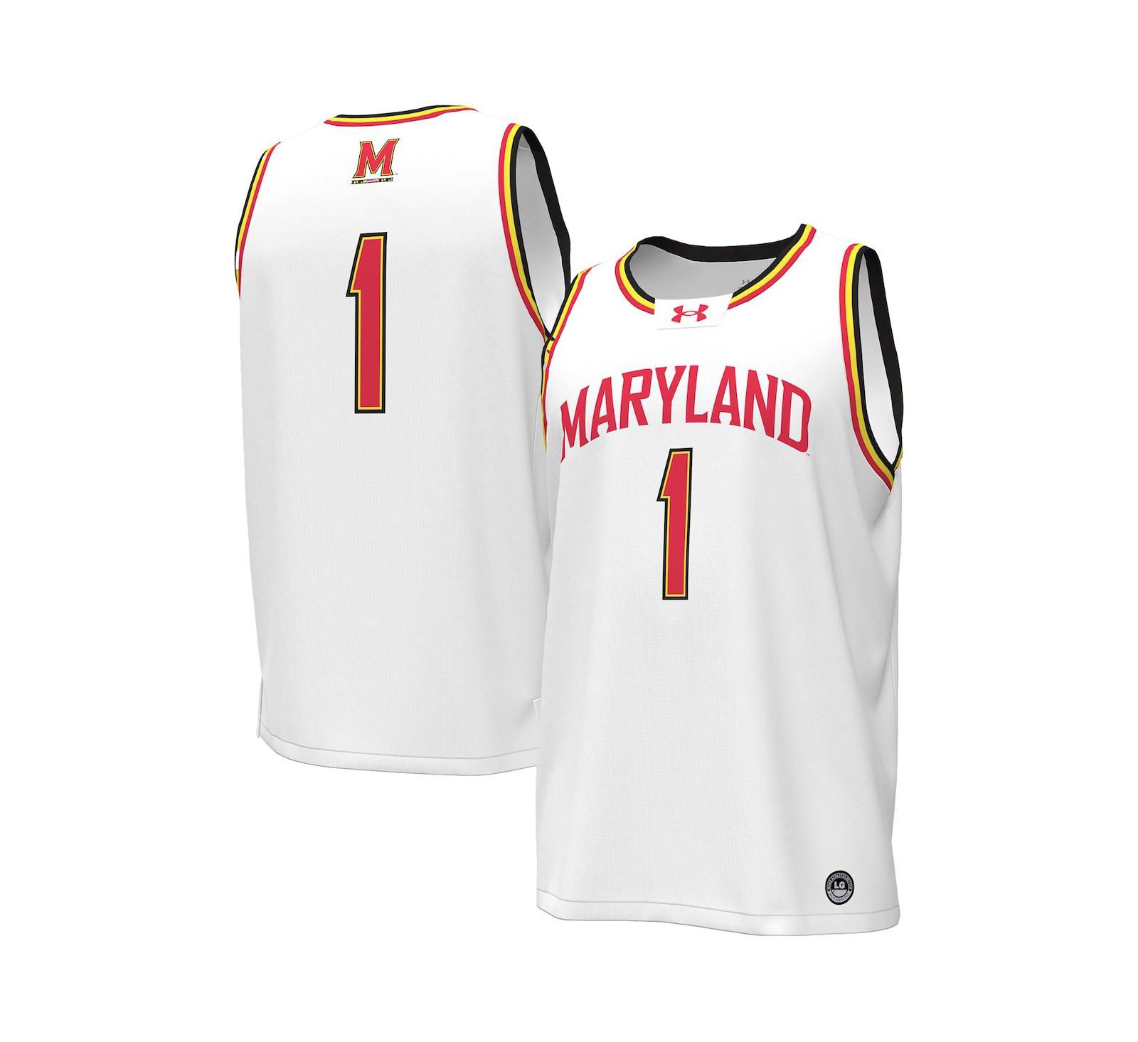 Under Armour Men's 1 White Maryland Terrapins Replica Basketball Jersey