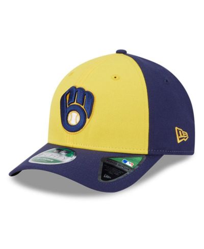 Мужская кепка New Era Gold/Navy Milwaukee Brewers Player Replica 9Forty Adjustable