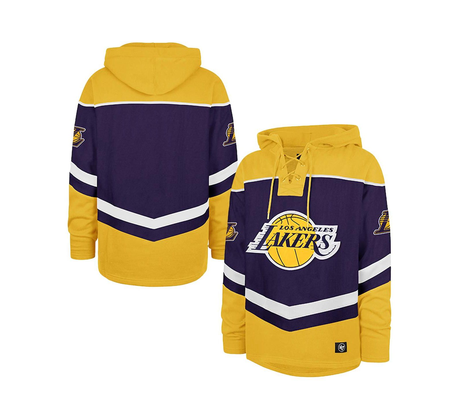 Мужское худи '47 Brand Los Angeles Lakers Oversized Tri-Satin Layup Lacer Pullover, фиолетовое