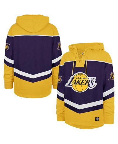 '47 Brand Men's Purple Los Angeles Lakers Oversized Tri-Satin Layup Lacer Pullover Hoodie