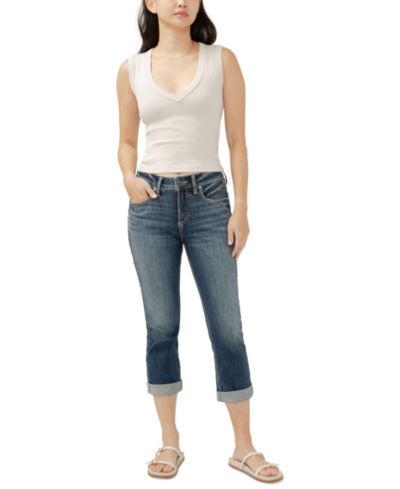 Женские джинсы Silver Jeans Co. Suki Mid-Rise Curvy-Fit Capri