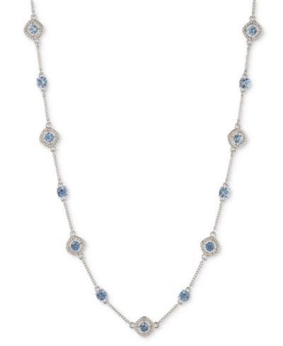 Givenchy серебристое ожерелье с кристаллами, 16" + 3" extender