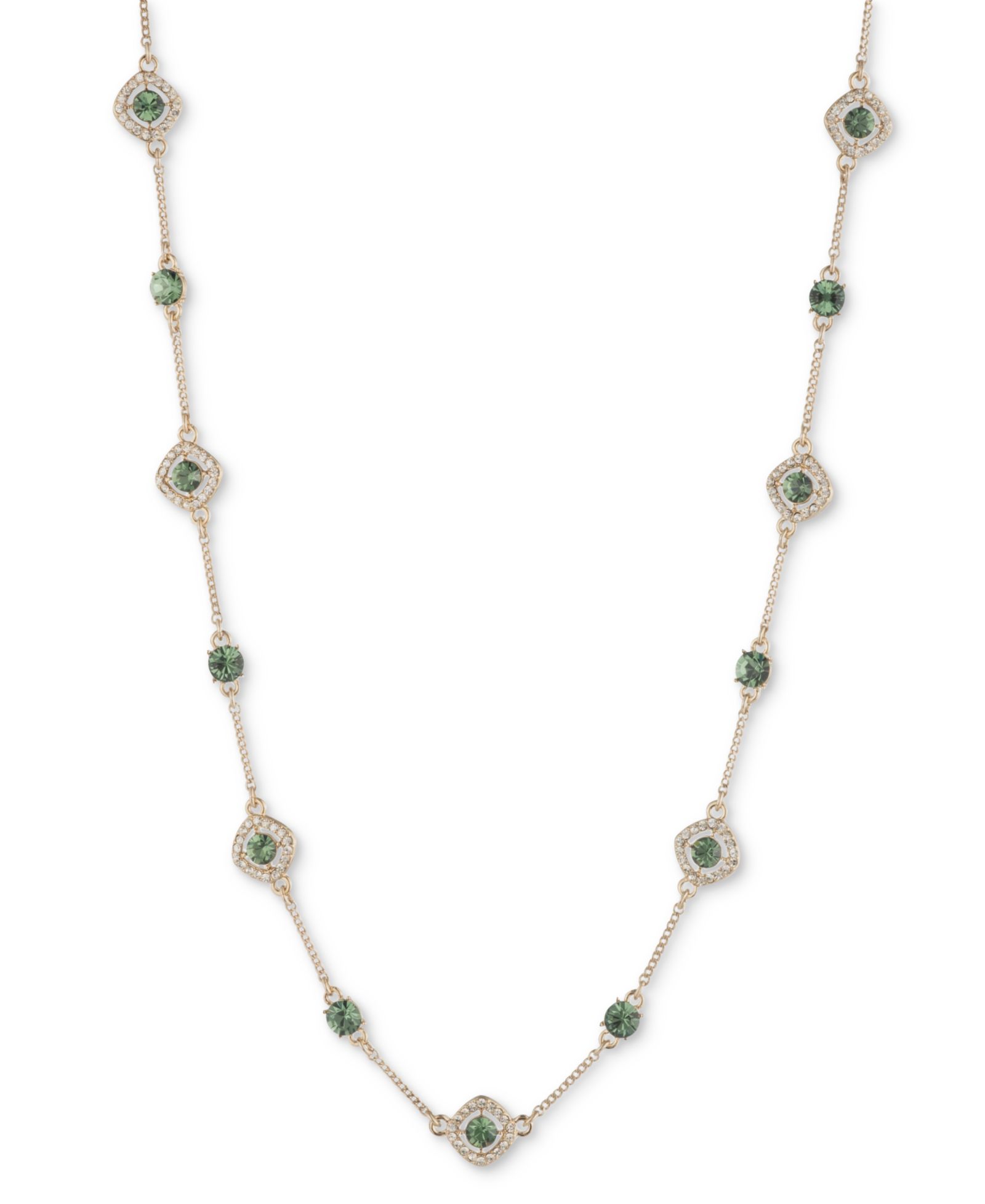 Givenchy серебристое ожерелье с кристаллами, 16" + 3" extender