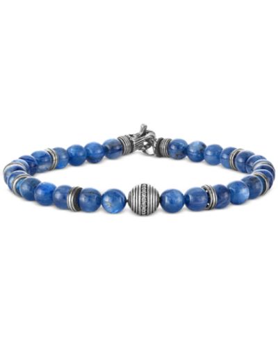 Мужской браслет Esquire Jewelry Kyanite & Diamond (1/10 ct. t.w.) Bead Sterling Silver