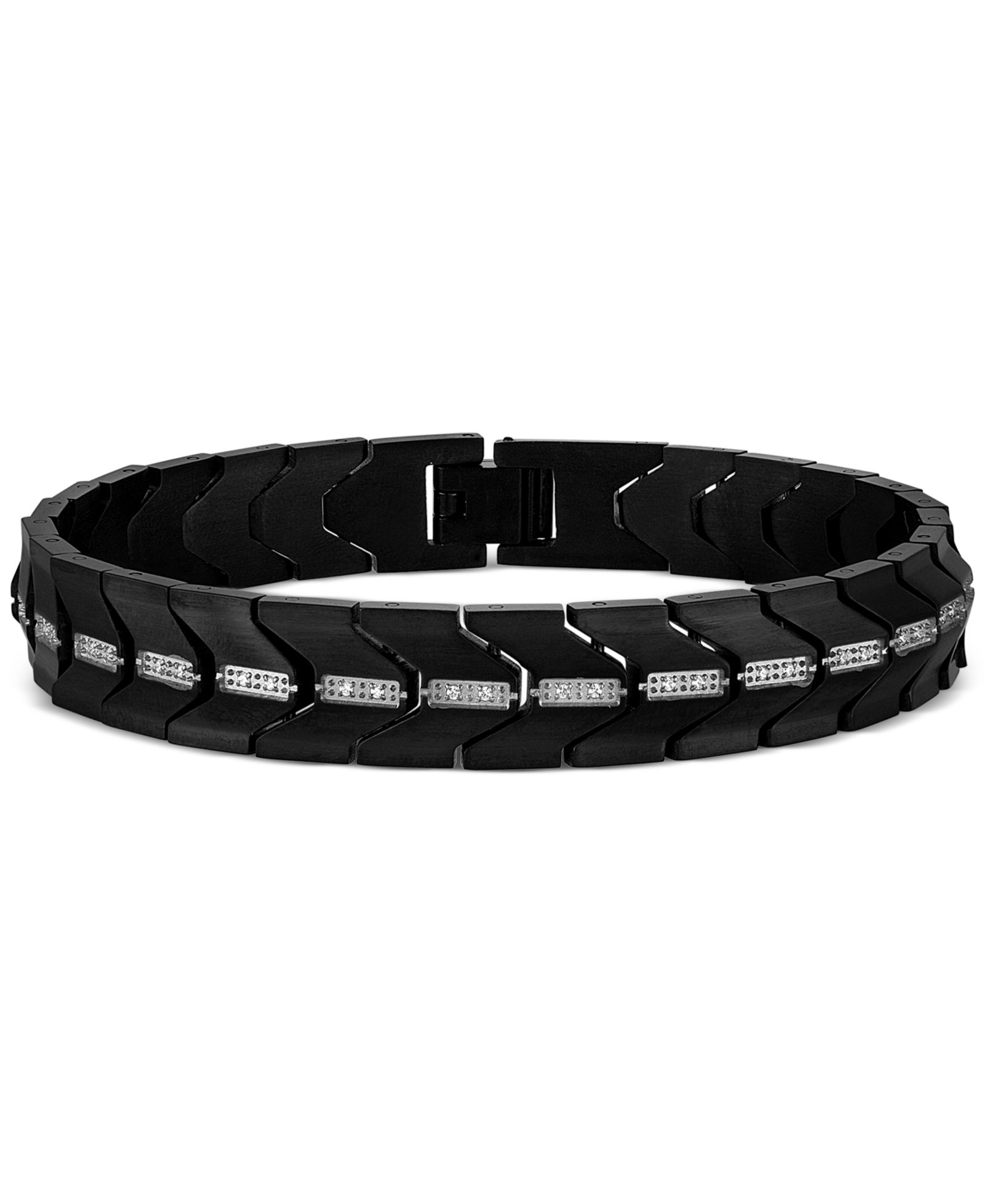 Мужской браслет Esquire Jewelry Diamond Chevron Flex, 1/4 ct. t.w., Black Ion-Plated Stainless Steel
