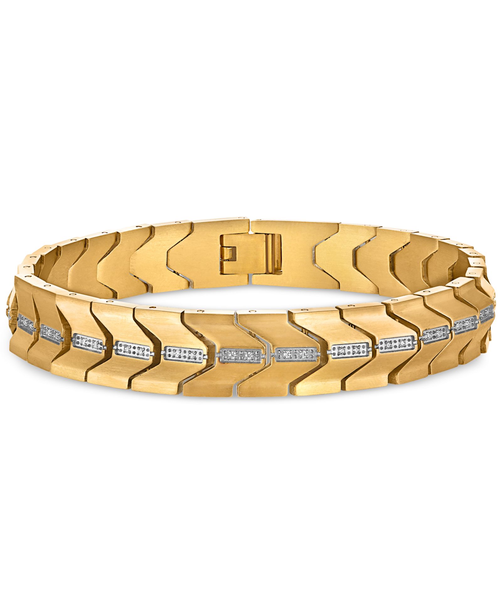 Мужской браслет Esquire Men's Jewelry Diamond Chevron Link в Stainless Steel & Gold Ion-Plate