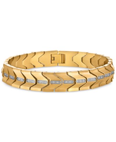 Esquire Men's Jewelry Diamond Chevron Link Bracelet (1/4 ct. t.w.) in Stainless Steel & Gold Ion-Plate, Exclusively at Macy's