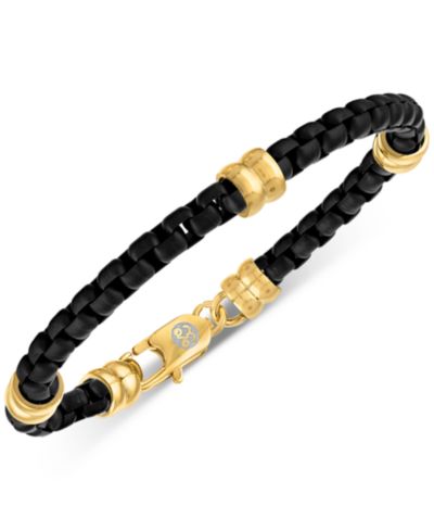 Мужской браслет Esquire Jewelry Box Link Chain, Black & Gold-Tone Stainless Steel