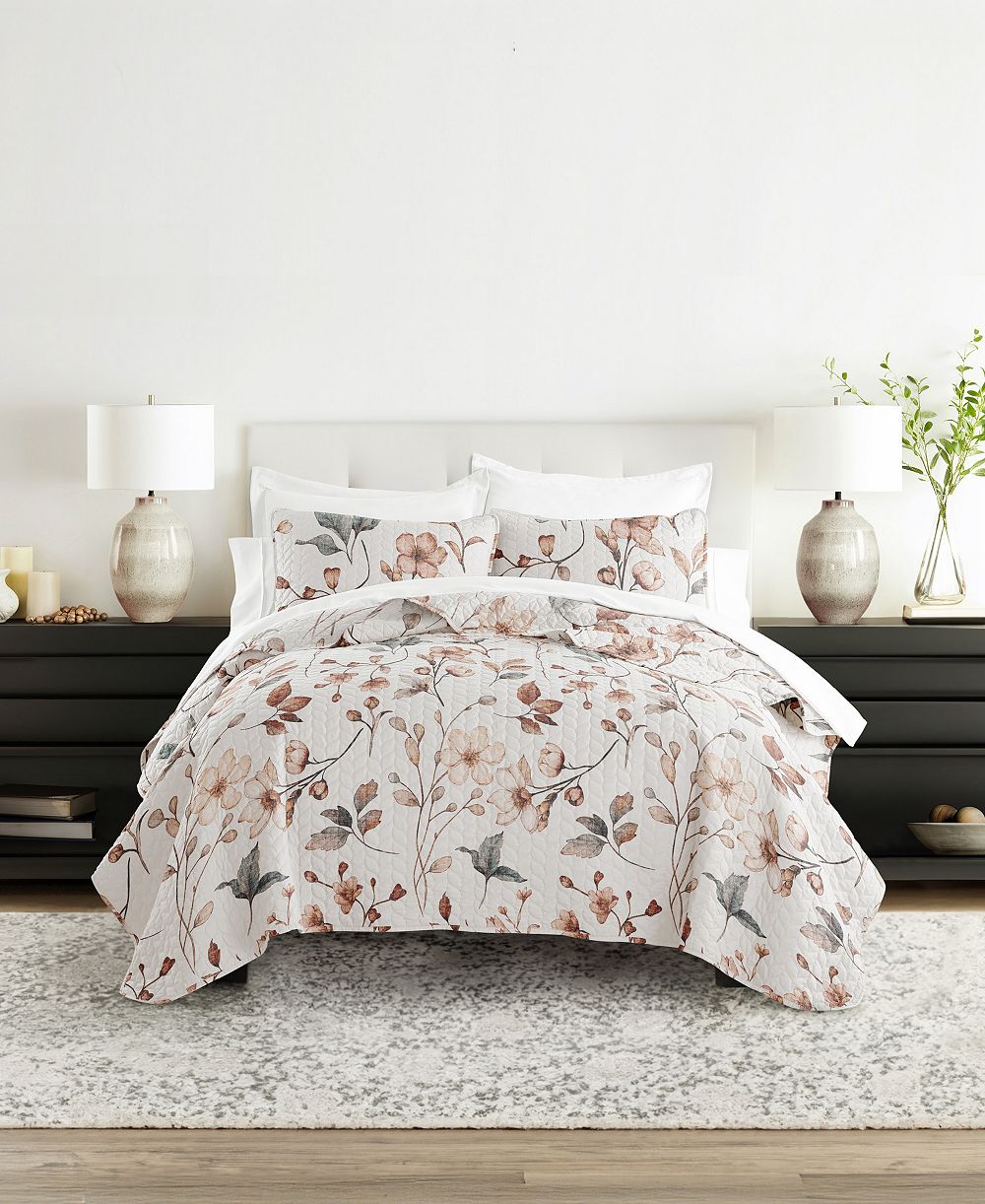 ienjoy Home Russet Floral Reversible 3-Pc. Quilt Set, Full/Queen