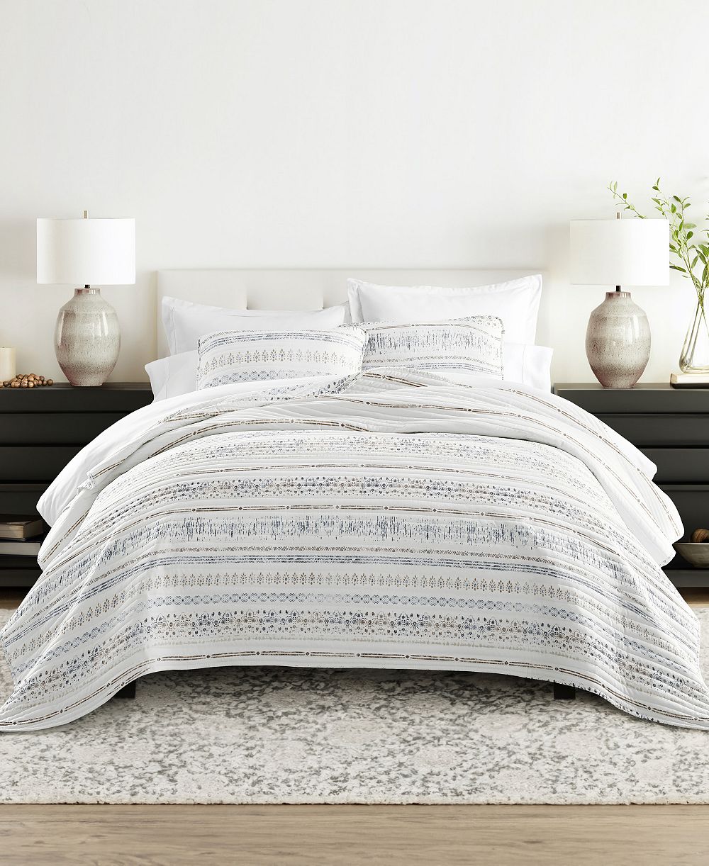 ienjoy Home Relic Stripe двусторонний комплект из 3 стеганых покрывал, Full/Queen