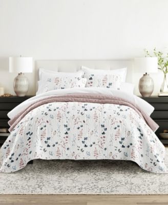 Стеганый комплект ienjoy Home Poppy Bloom, реверсивный, 2 предмета, Twin/Twin XL