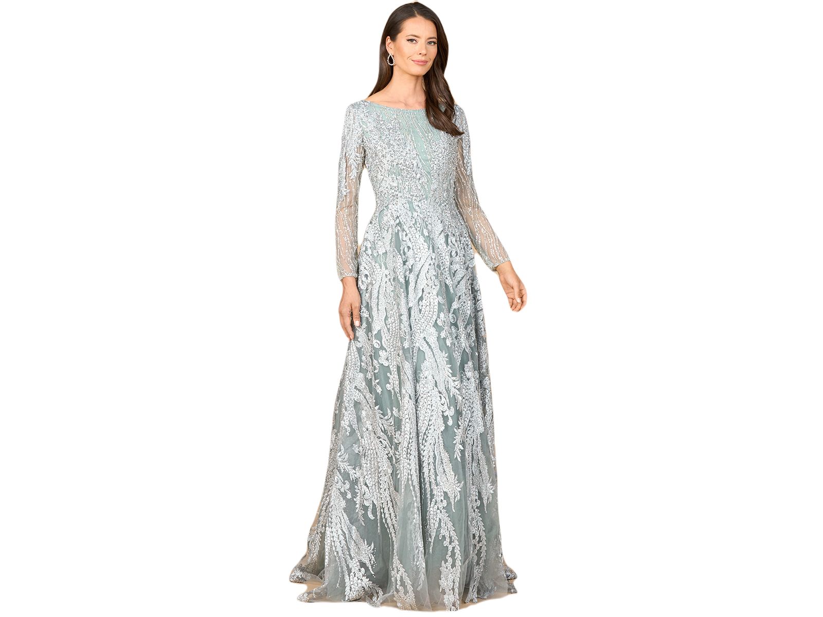 Lara Women's Long Sleeve, Modest Beaded Gown