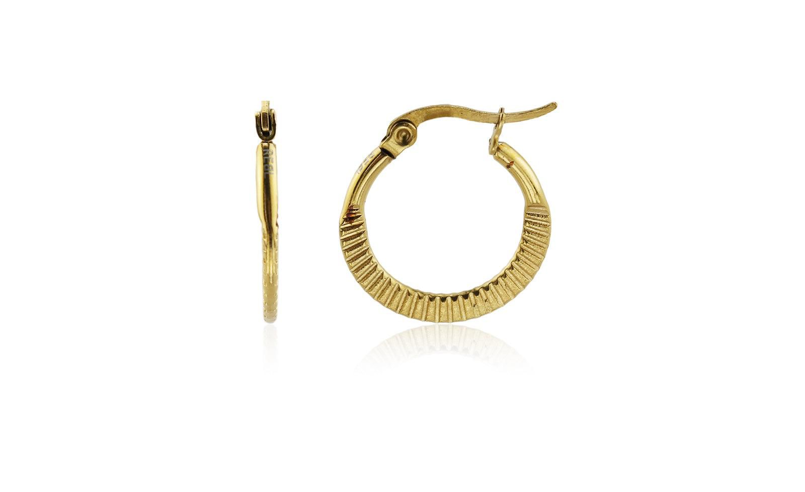 Ribbed Hoop Earrings in Stainless Steel