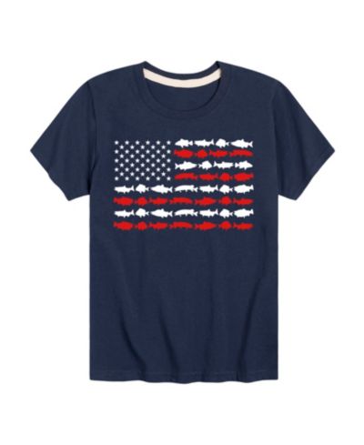 Hybrid Toddler Boys American Flag Fish Graphic T-Shirt