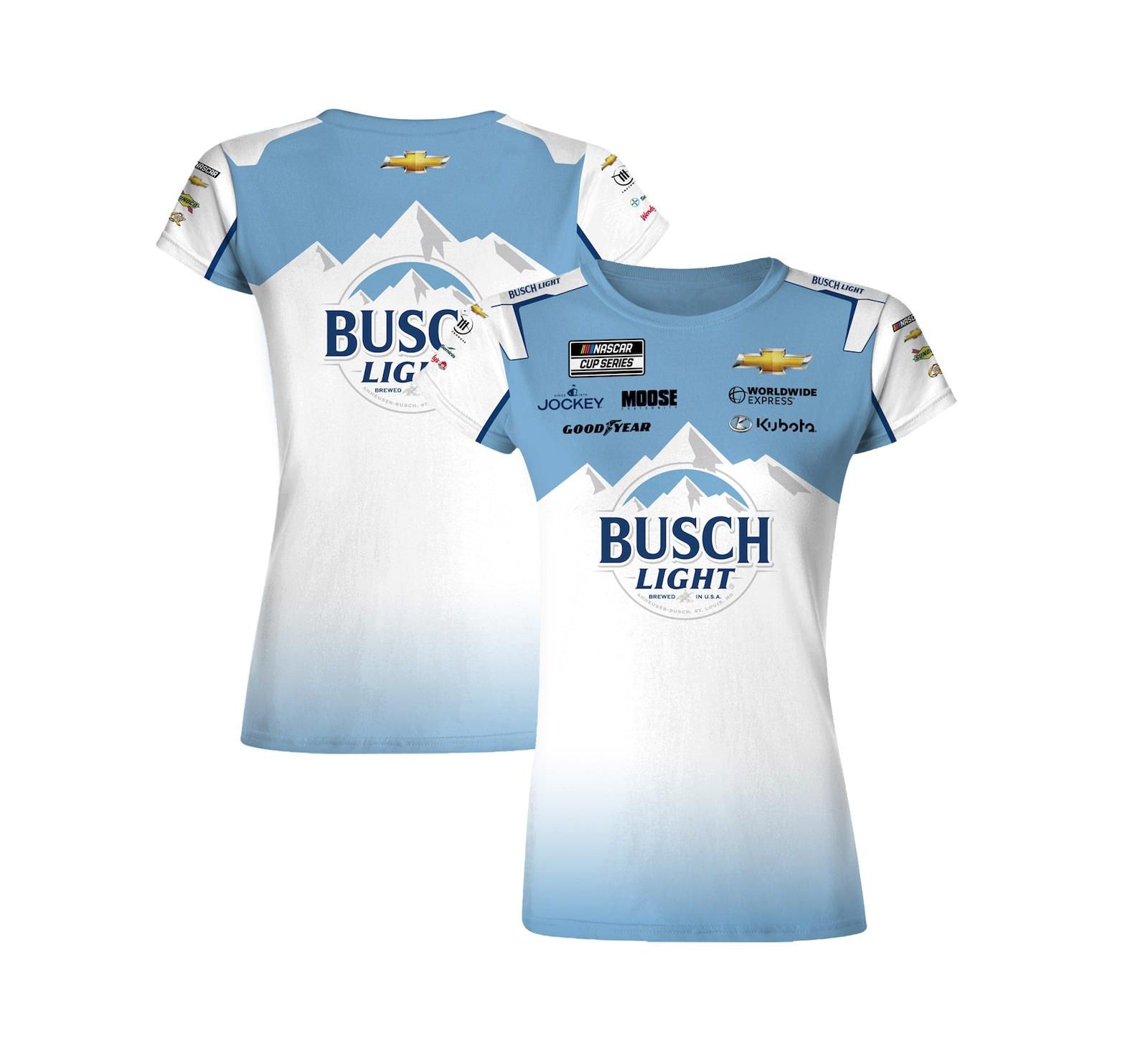 Женская футболка Checkered Flag Sports White/Blue Ross Chastain Busch Light Uniform