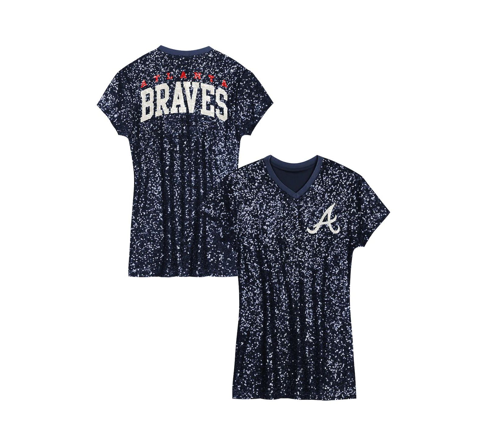 Outerstuff Детское темно-синее платье Atlanta Braves Sequin V-Neck