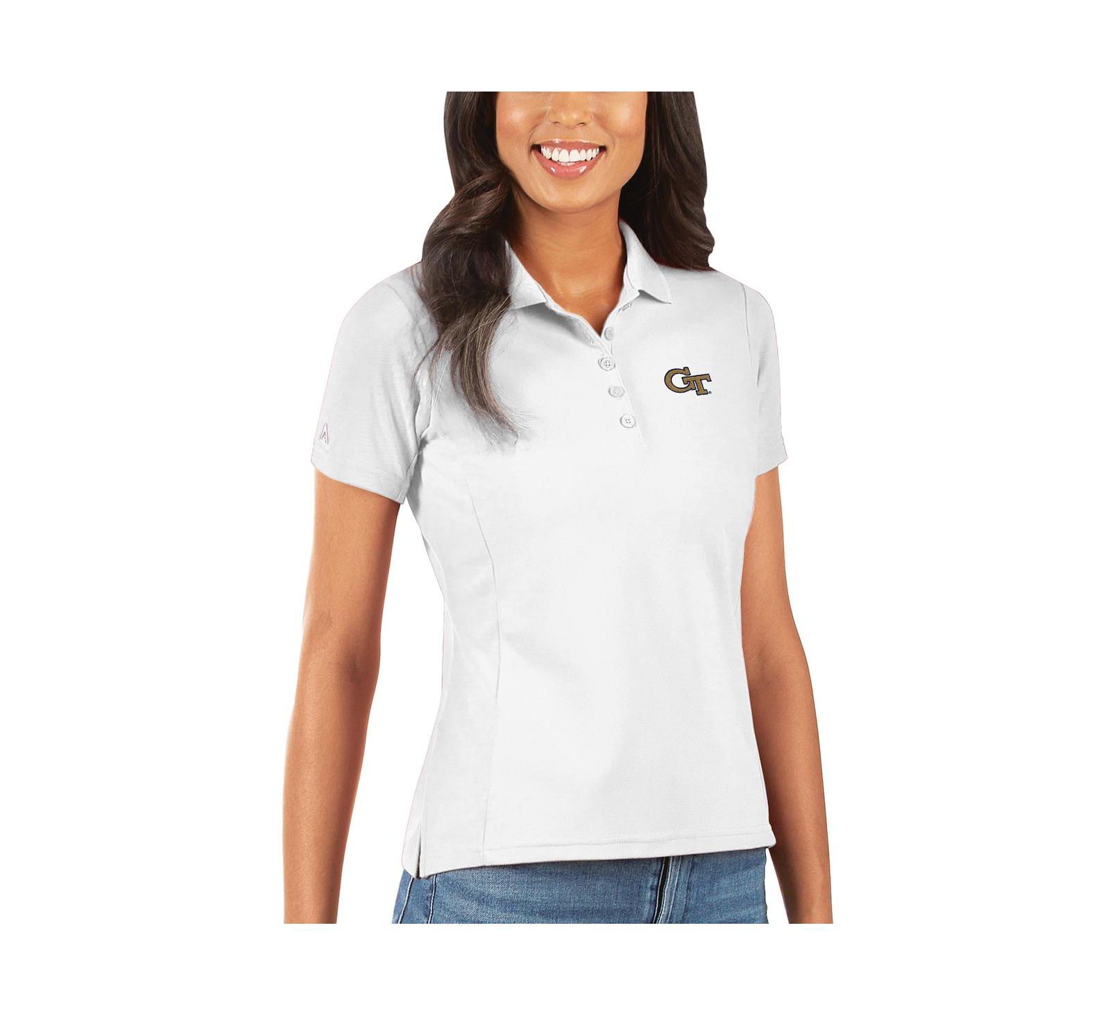 Antigua Women's White Georgia Tech Yellow Jackets Legacy Pique Polo Shirt