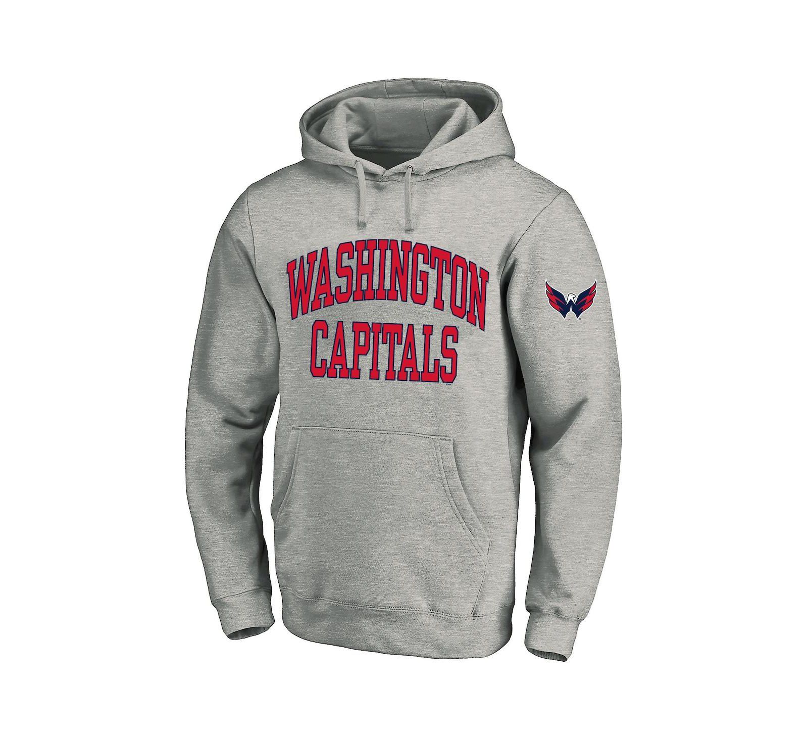 Fanatics мужское худи с капюшоном Fleece Pullover, Washington Capitals Big & Tall, серое меланж