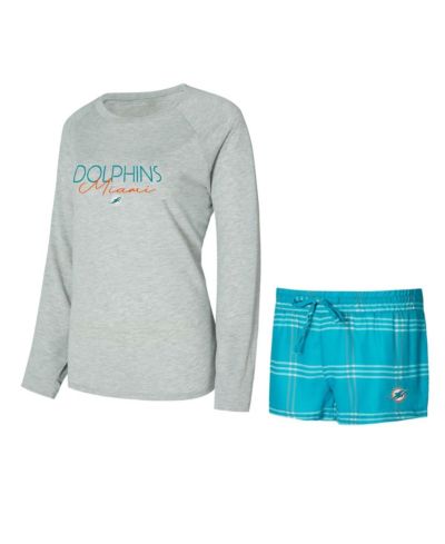 Женский комплект Concepts Sport Aqua/Gray Miami Dolphins: футболка раглан и шорты