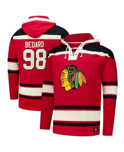 Мужское худи 47 Brand Connor Bedard Red Chicago Blackhawks Big & Tall на молнии